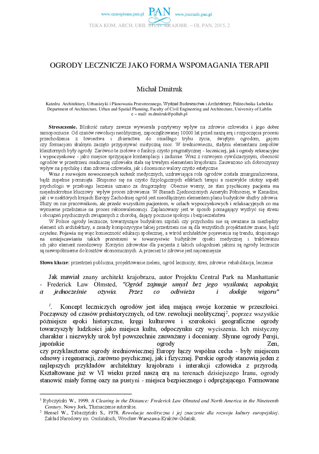 Ogrody lecznicze jako forma wspomagania terapii